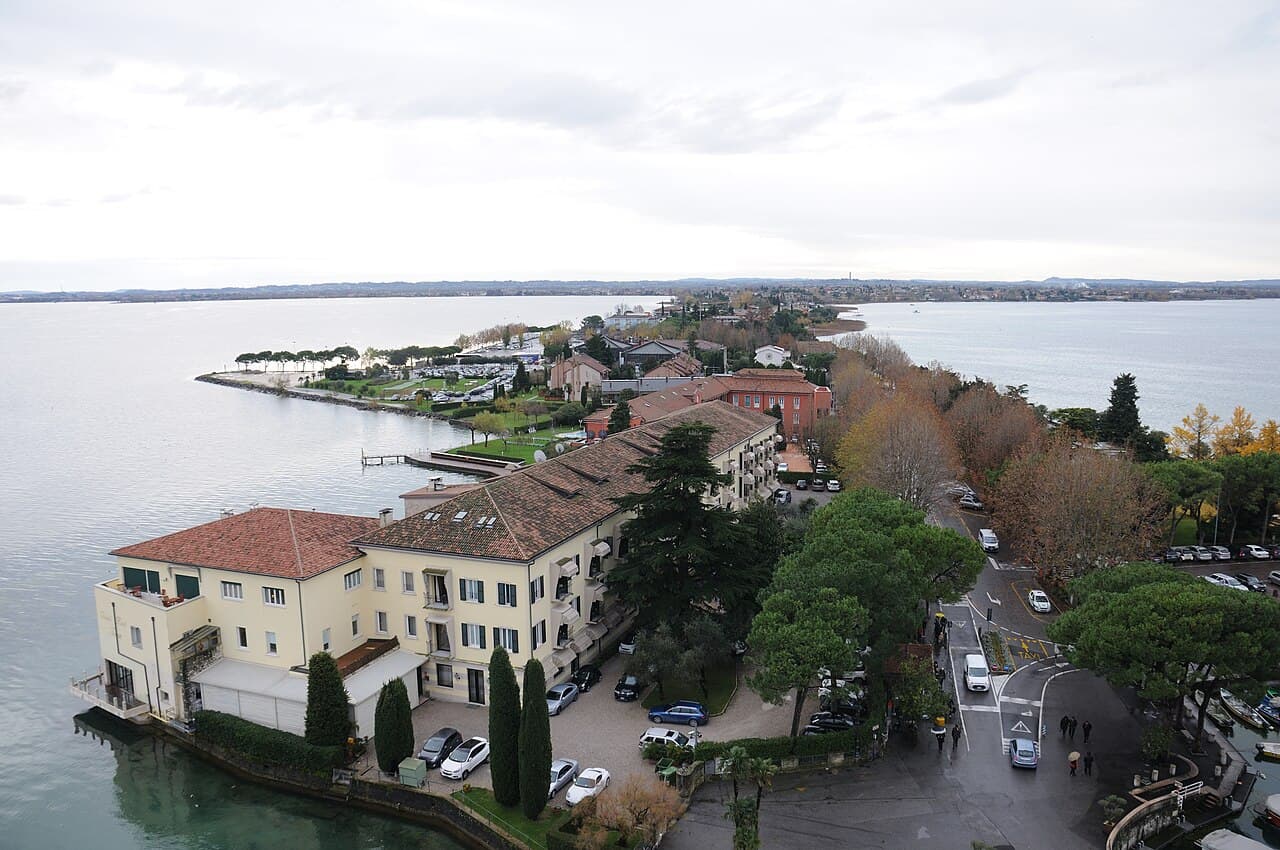 SIR - Lake Garda and Sirmione peninsula seen from Scaligero Castle, Italy, 2014