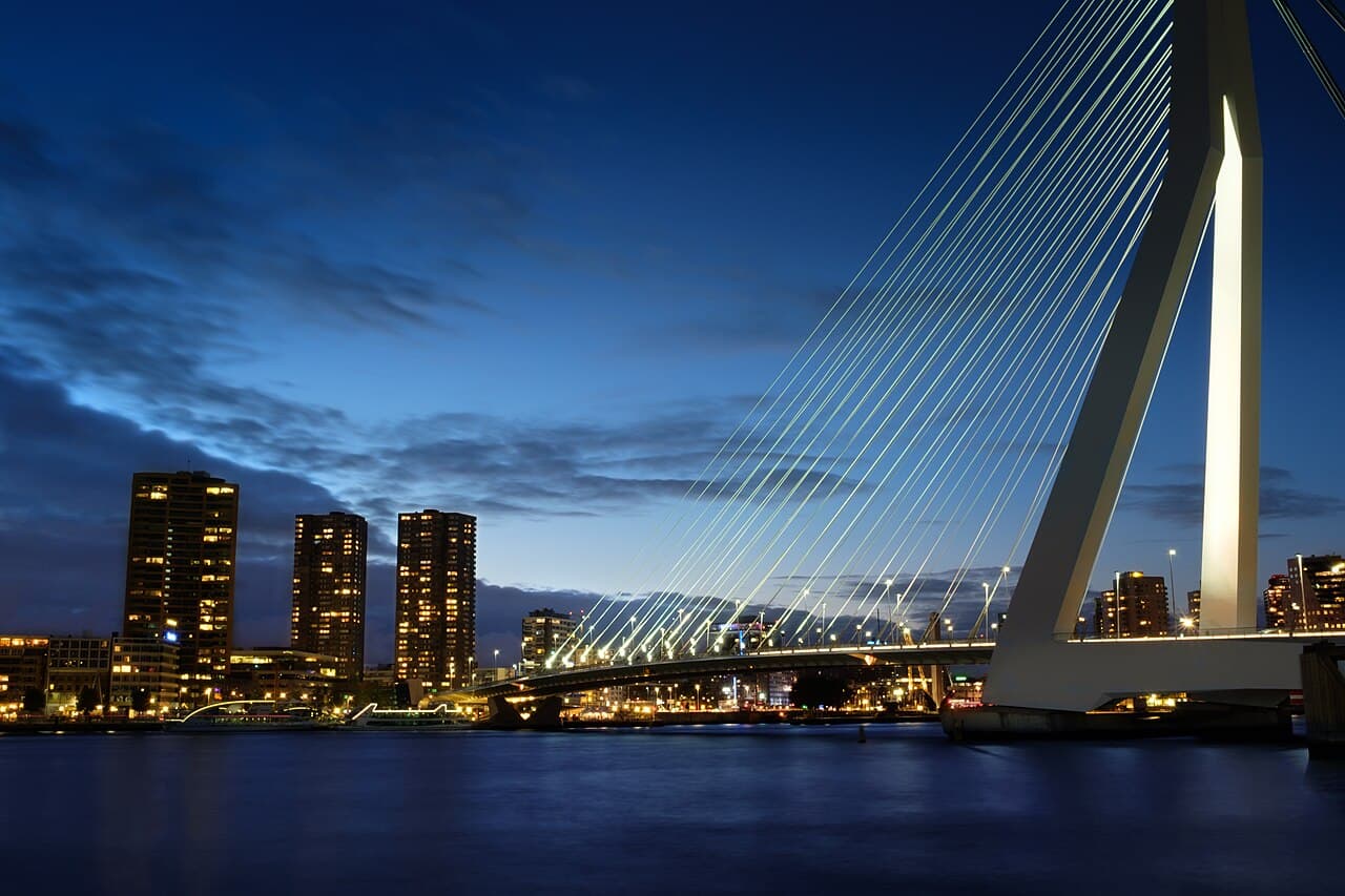 Erasmus bridge and Rotterdam skyline (21458216300)