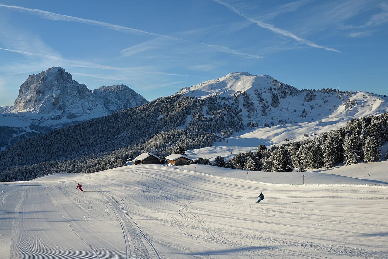 Groomed skirun from Seceda Val Gardena